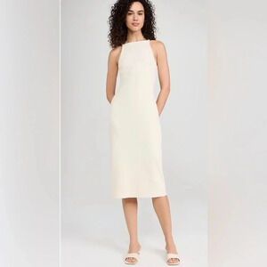 Vince Ribbed High-Neck Midi Tank Dress size XXS Color: FLAXEN $245.00